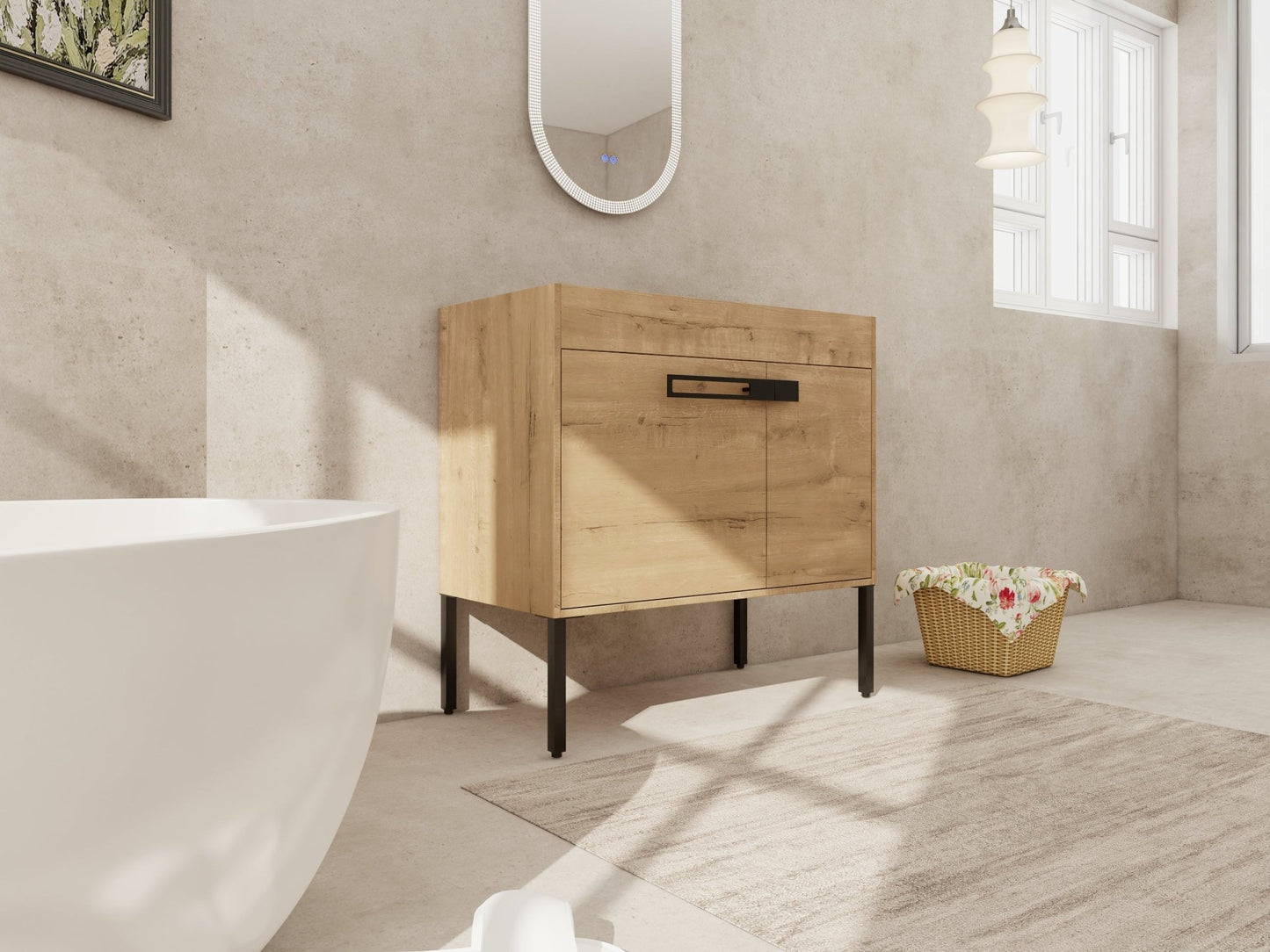 36 Inch Bathroom Vanity, Freestanding Bathroom Vanity or Floating is Optional Conversion.36*18 - 00336IMO - 1(KD - Packing) - Only Includes Vanity, Excluding Sink - 1st Choice Furniture Direct