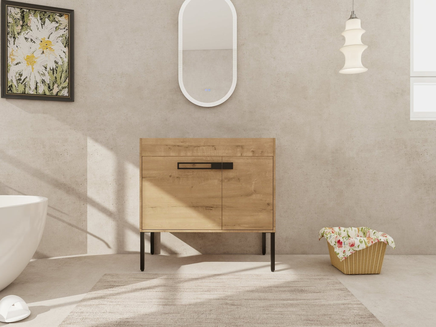 36 Inch Bathroom Vanity, Freestanding Bathroom Vanity or Floating is Optional Conversion.36*18 - 00336IMO - 1(KD - Packing) - Only Includes Vanity, Excluding Sink - 1st Choice Furniture Direct