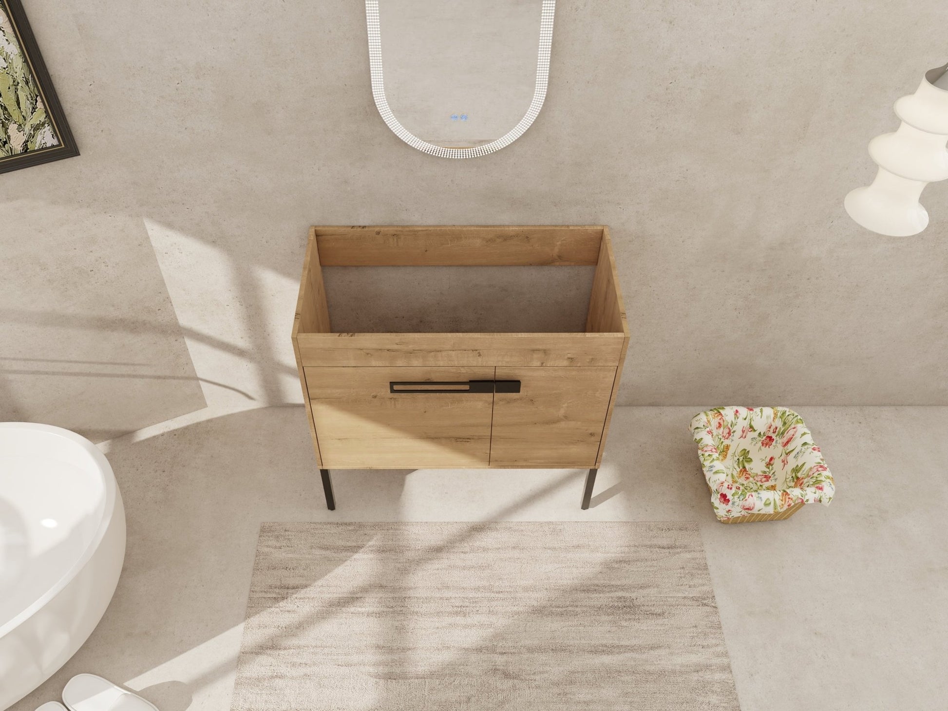 36 Inch Bathroom Vanity, Freestanding Bathroom Vanity or Floating is Optional Conversion.36*18 - 00336IMO - 1(KD - Packing) - Only Includes Vanity, Excluding Sink - 1st Choice Furniture Direct