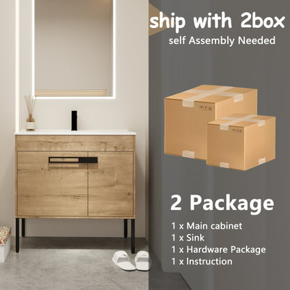 36 Inch Bathroom Vanity With Sink, Freestanding Bathroom Vanity or Floating is Optional Conversion 36*18 - 00336IMO - 1 - F - BL9090B(KD - Packing) - 1st Choice Furniture Direct