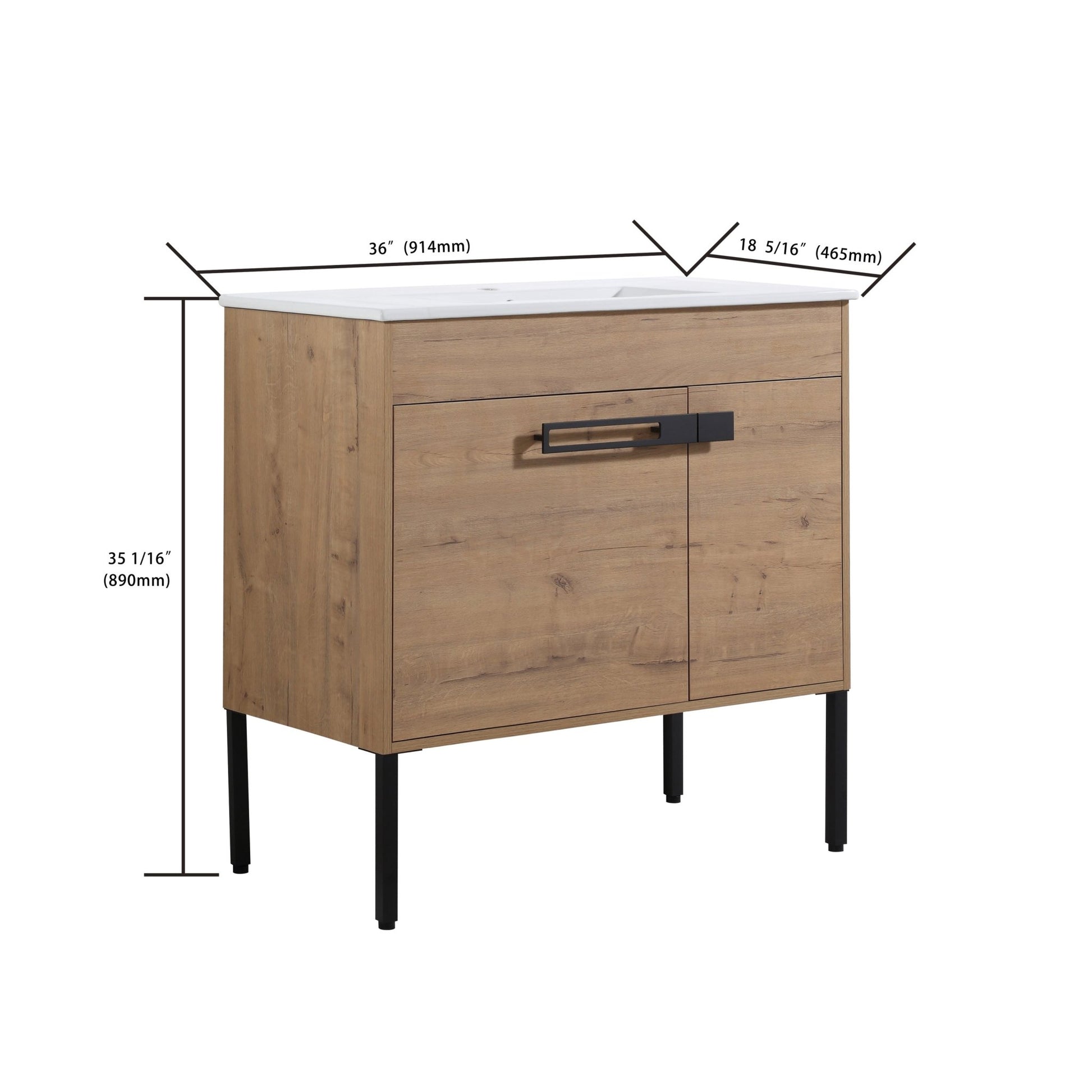 36 Inch Bathroom Vanity With Sink, Freestanding Bathroom Vanity or Floating is Optional Conversion 36*18 - 00336IMO - 1 - F - BL9090B(KD - Packing) - 1st Choice Furniture Direct