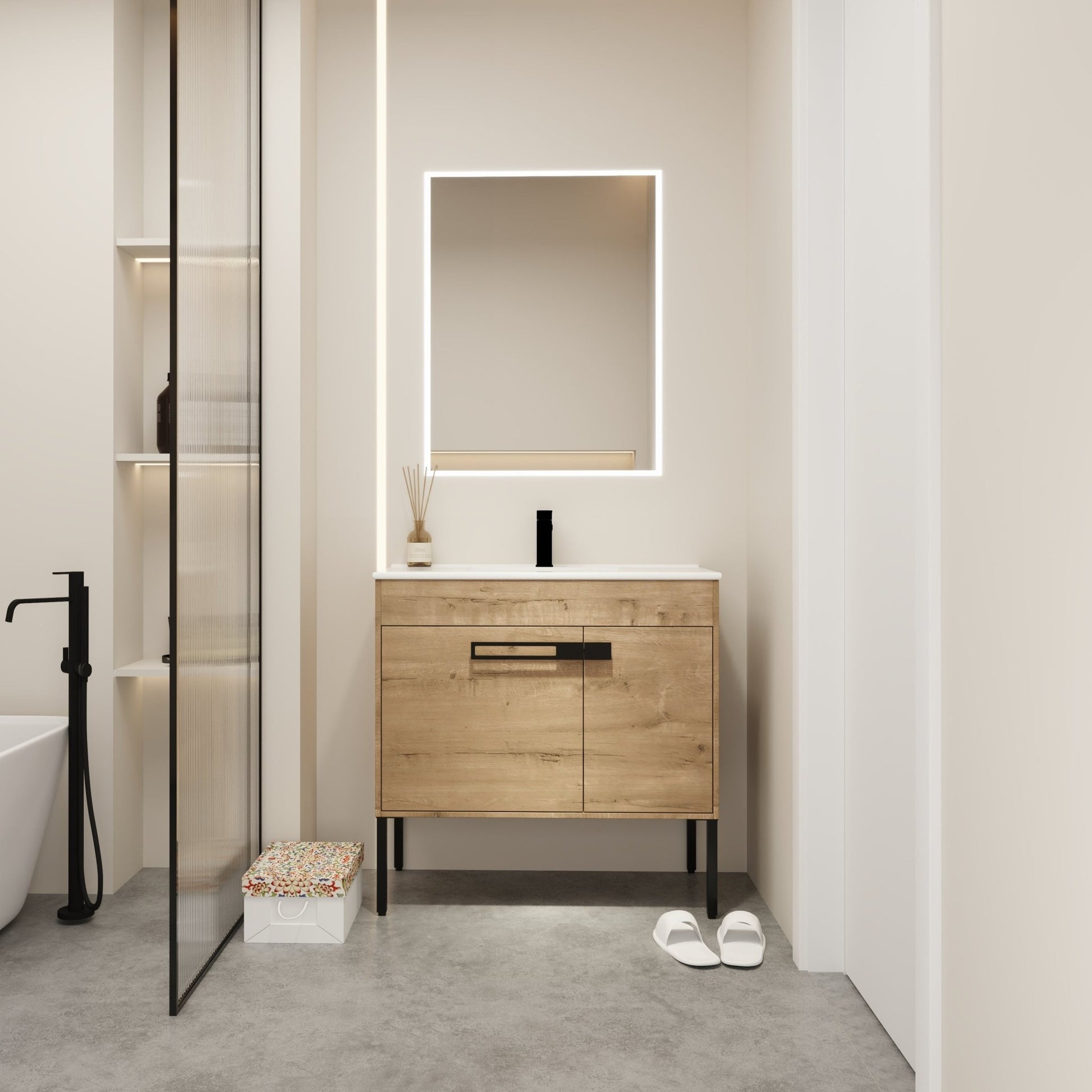36 Inch Bathroom Vanity With Sink, Freestanding Bathroom Vanity or Floating is Optional Conversion 36*18 - 00336IMO - 1 - F - BL9090B(KD - Packing) - 1st Choice Furniture Direct