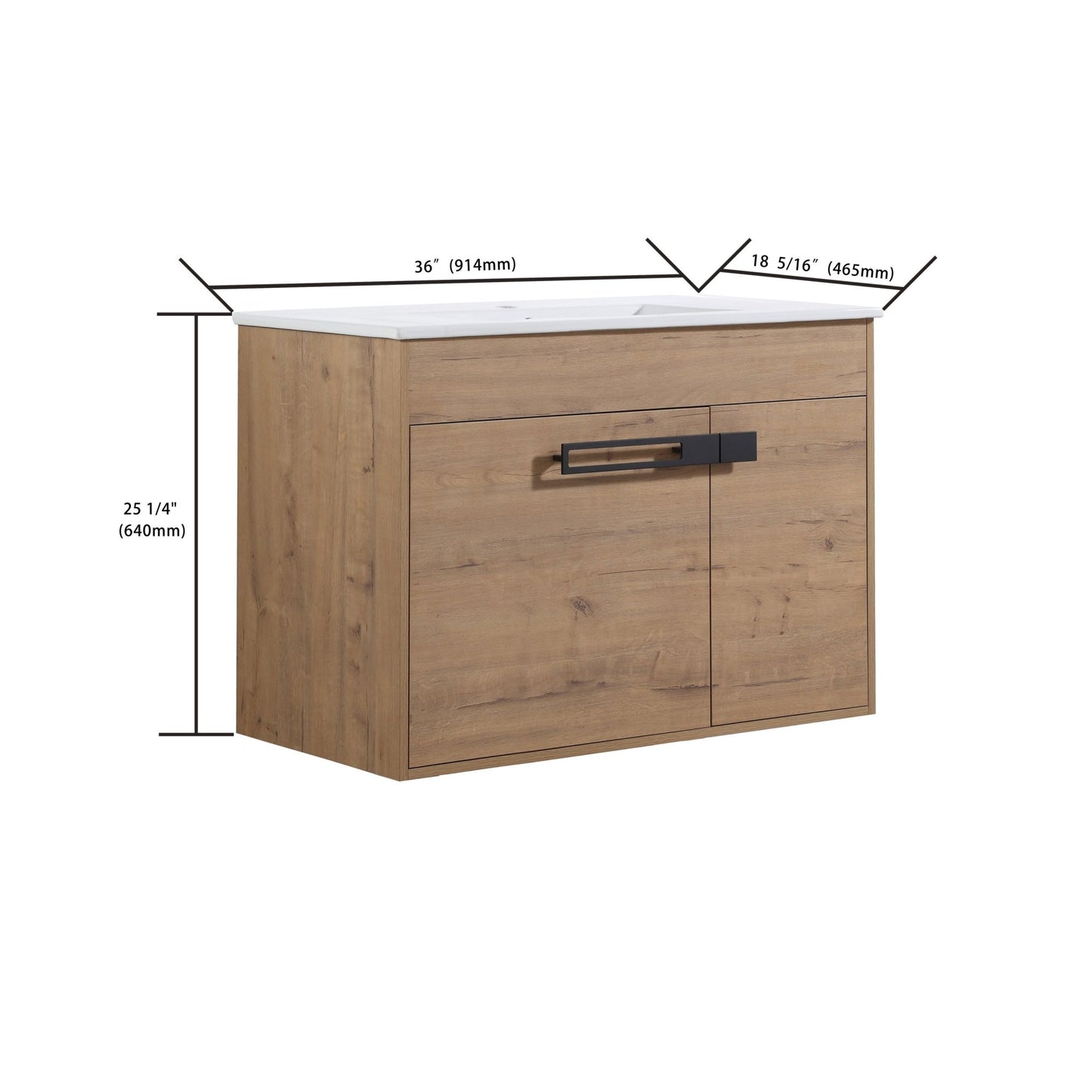 36 Inch Bathroom Vanity With Sink, Freestanding Bathroom Vanity or Floating is Optional Conversion 36*18 - 00336IMO - 1 - F - BL9090B(KD - Packing) - 1st Choice Furniture Direct