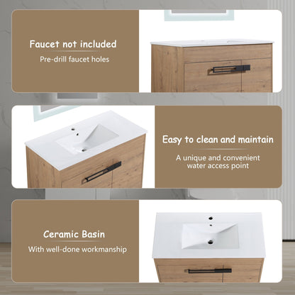 36 Inch Bathroom Vanity With Sink, Freestanding Bathroom Vanity or Floating is Optional Conversion 36*18 - 00336IMO - 1 - F - BL9090B(KD - Packing) - 1st Choice Furniture Direct