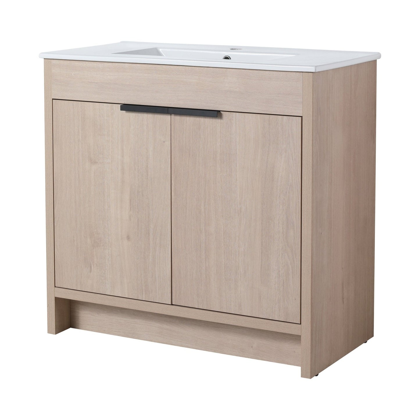 36 Inch Freestanding Bathroom Vanity with White Ceramic Sink & 2 Soft - Close Cabinet Doors (BVB02436PLO - F - BL9090B),W1286S00063 - 1st Choice Furniture Direct