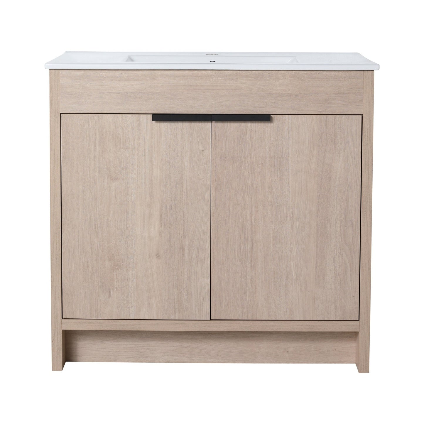 36 Inch Freestanding Bathroom Vanity with White Ceramic Sink & 2 Soft - Close Cabinet Doors (BVB02436PLO - F - BL9090B),W1286S00063 - 1st Choice Furniture Direct