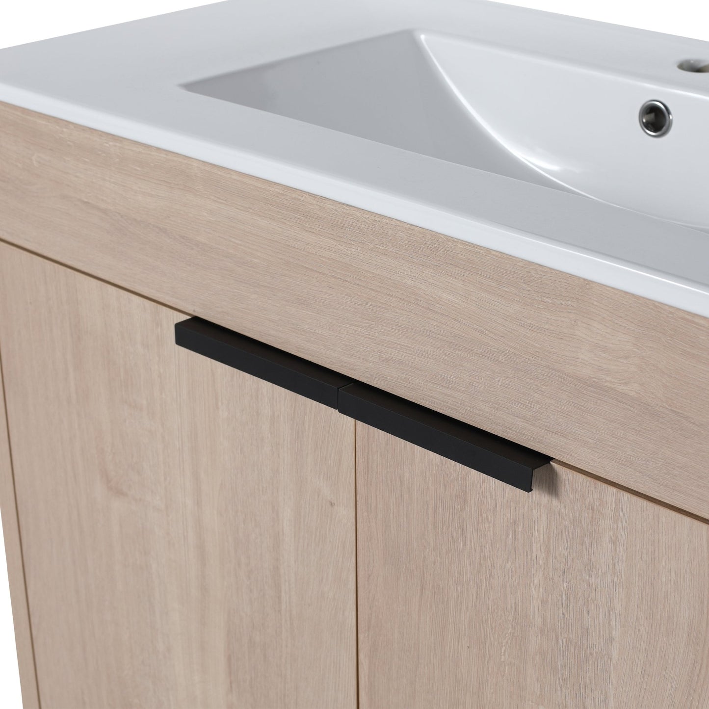 36 Inch Freestanding Bathroom Vanity with White Ceramic Sink & 2 Soft - Close Cabinet Doors (BVB02436PLO - F - BL9090B),W1286S00063 - 1st Choice Furniture Direct