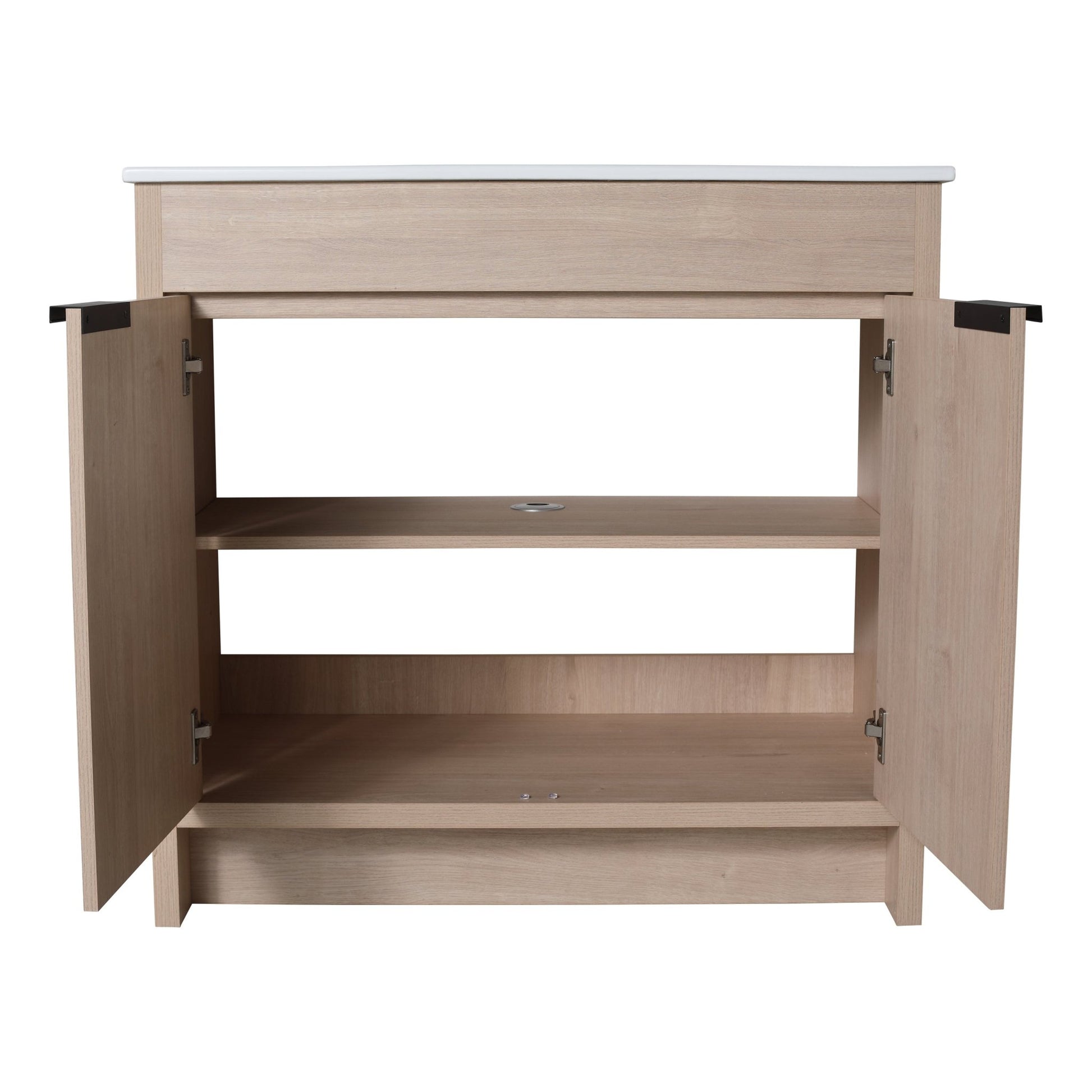 36 Inch Freestanding Bathroom Vanity with White Ceramic Sink & 2 Soft - Close Cabinet Doors (BVB02436PLO - F - BL9090B),W1286S00063 - 1st Choice Furniture Direct