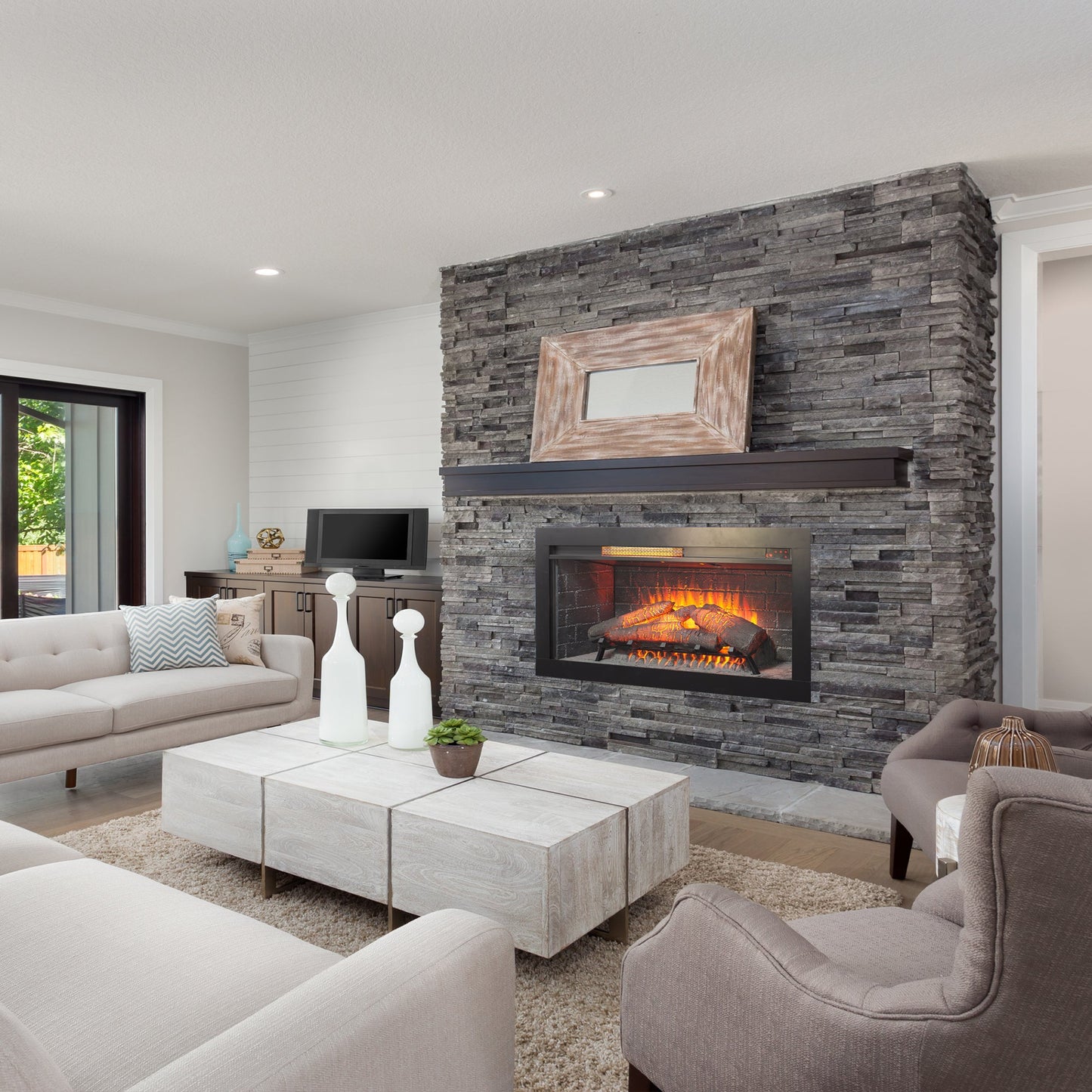 36 inch Infrared Electric Fireplace with Removable Trim kit Insert, Touch Panel Home Decor Heater - 1st Choice Furniture Direct