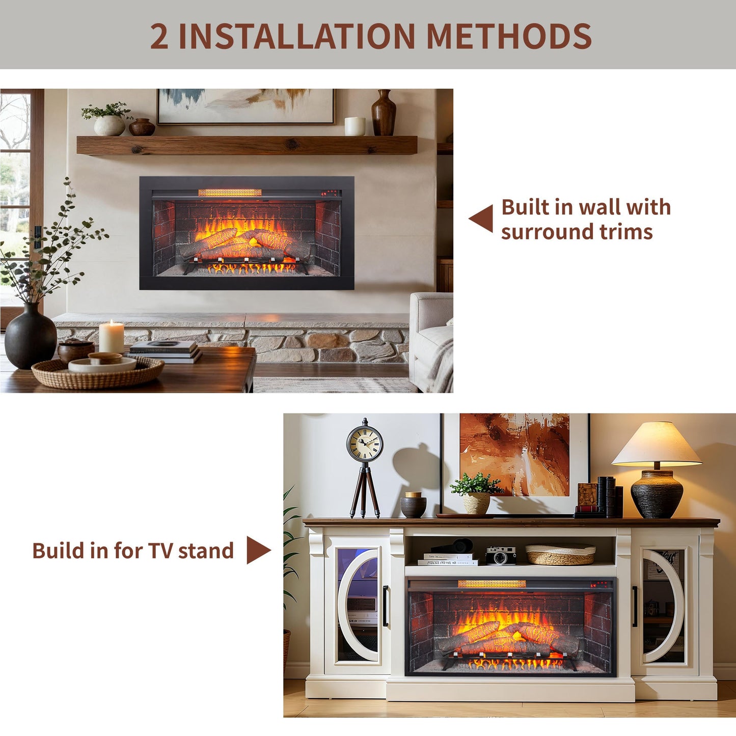 36 inch Infrared Electric Fireplace with Removable Trim kit Insert, Touch Panel Home Decor Heater - 1st Choice Furniture Direct