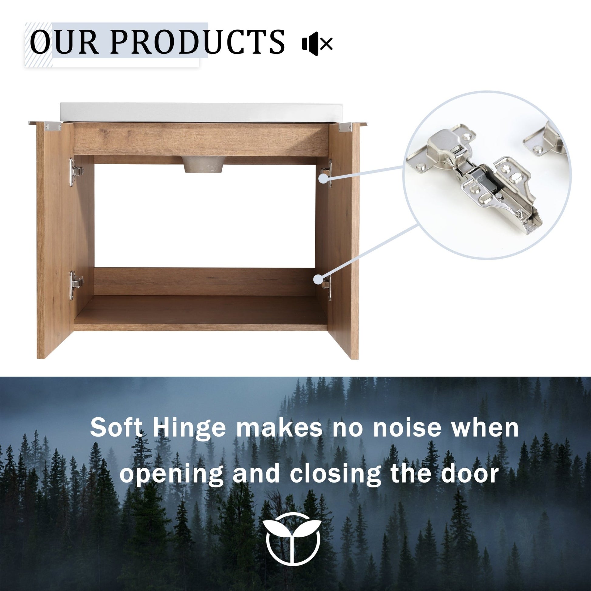 36 Inch Soft Close Doors Bathroom Vanity With Sink, A Small Storage Shelves, 24' and 12' Combination Cabinet,(KD - Packing) - 1st Choice Furniture Direct