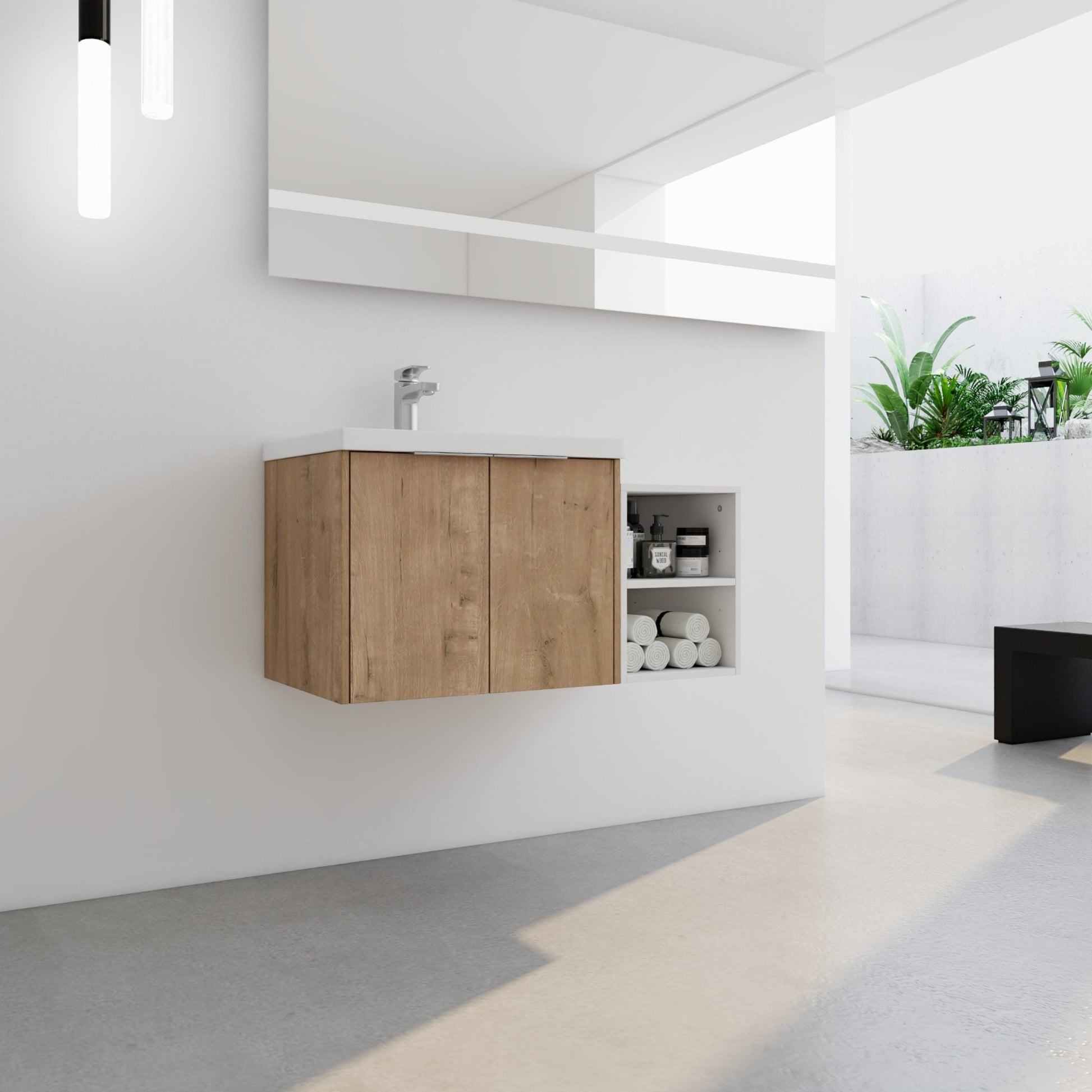 36 Inch Soft Close Doors Bathroom Vanity With Sink, A Small Storage Shelves, 24' and 12' Combination Cabinet,(KD - Packing) - 1st Choice Furniture Direct