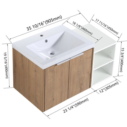 36 Inch Soft Close Doors Bathroom Vanity With Sink, A Small Storage Shelves, 24' and 12' Combination Cabinet,(KD - Packing) - 1st Choice Furniture Direct