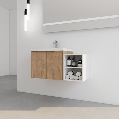 36 Inch Soft Close Doors Bathroom Vanity With Sink, A Small Storage Shelves, 24' and 12' Combination Cabinet,(KD - Packing) - 1st Choice Furniture Direct