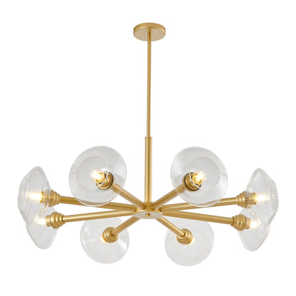 36' Modern Gold 8 - Light Sputnik Chandelier with Clear Glass Shades, Mid - Century Hanging Pendant Light Fixture for Dining Room, Living Room, or Kitchen (Bulb Not Included) - 1st Choice Furniture Direct