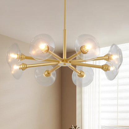36' Modern Gold 8 - Light Sputnik Chandelier with Clear Glass Shades, Mid - Century Hanging Pendant Light Fixture for Dining Room, Living Room, or Kitchen (Bulb Not Included) - 1st Choice Furniture Direct