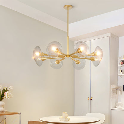 36' Modern Gold 8 - Light Sputnik Chandelier with Clear Glass Shades, Mid - Century Hanging Pendant Light Fixture for Dining Room, Living Room, or Kitchen (Bulb Not Included) - 1st Choice Furniture Direct
