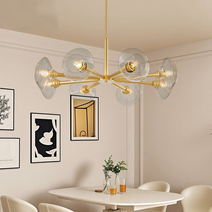 36' Modern Gold 8 - Light Sputnik Chandelier with Clear Glass Shades, Mid - Century Hanging Pendant Light Fixture for Dining Room, Living Room, or Kitchen (Bulb Not Included) - 1st Choice Furniture Direct
