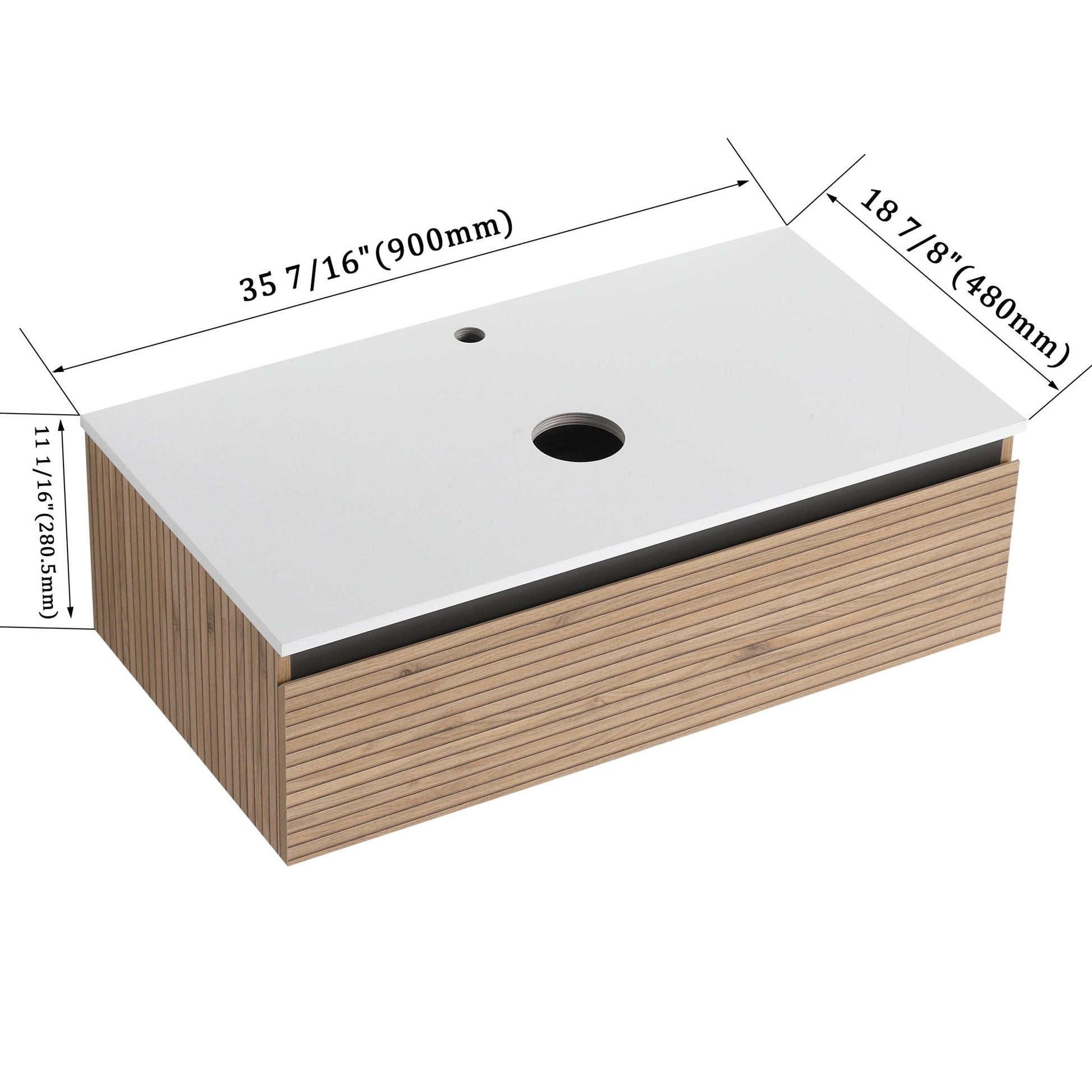 36'' Wall - Mounted Bathroom Vanity & 1 - Soft - Close Drawer (Excluding Sink) - 1st Choice Furniture Direct