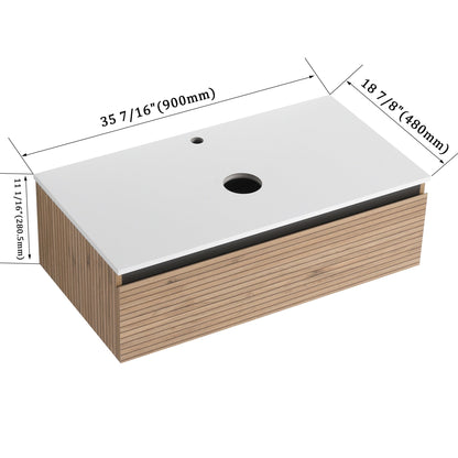 36'' Wall - Mounted Bathroom Vanity & 1 - Soft - Close Drawer (Excluding Sink) - 1st Choice Furniture Direct