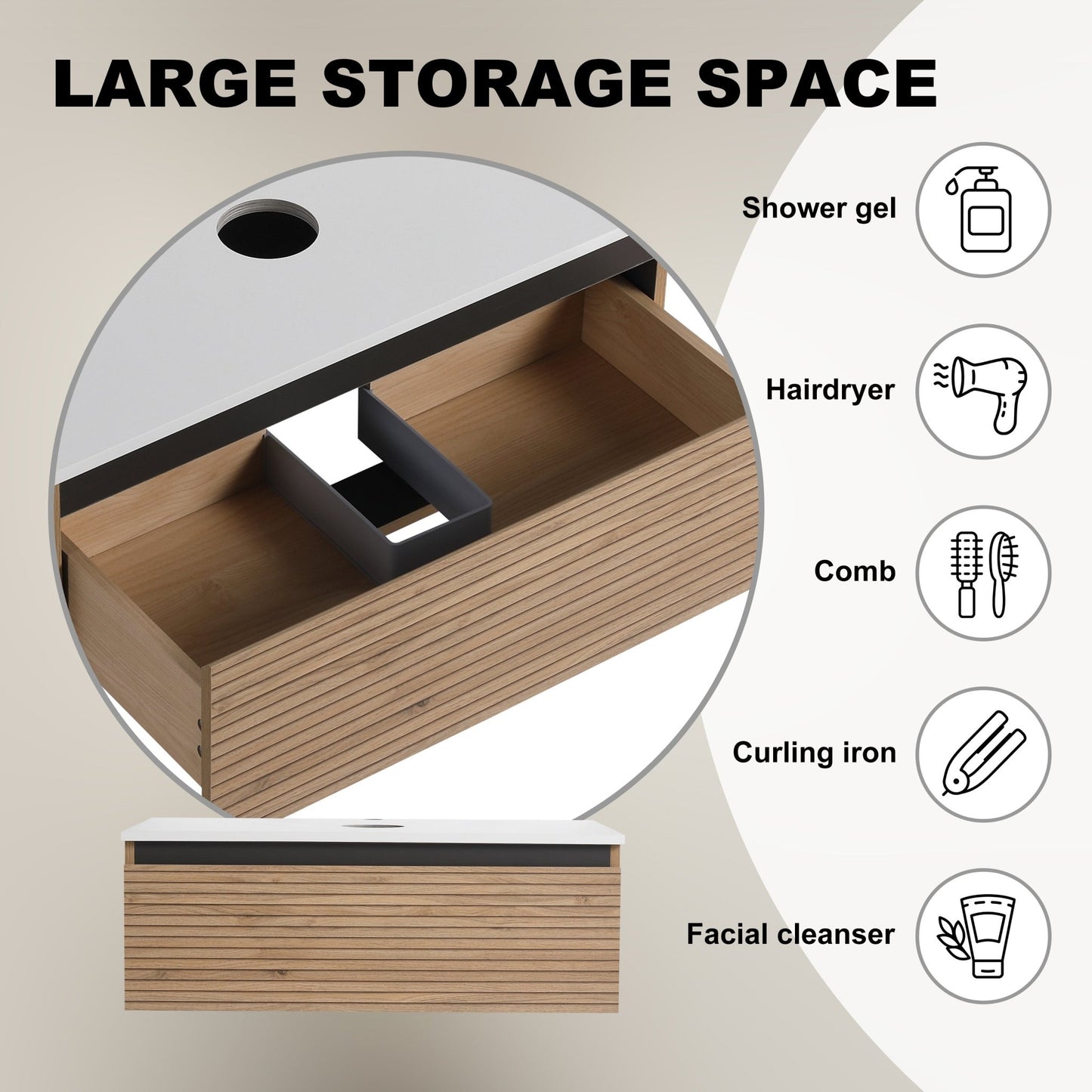 36'' Wall - Mounted Bathroom Vanity & 1 - Soft - Close Drawer (Excluding Sink) - 1st Choice Furniture Direct