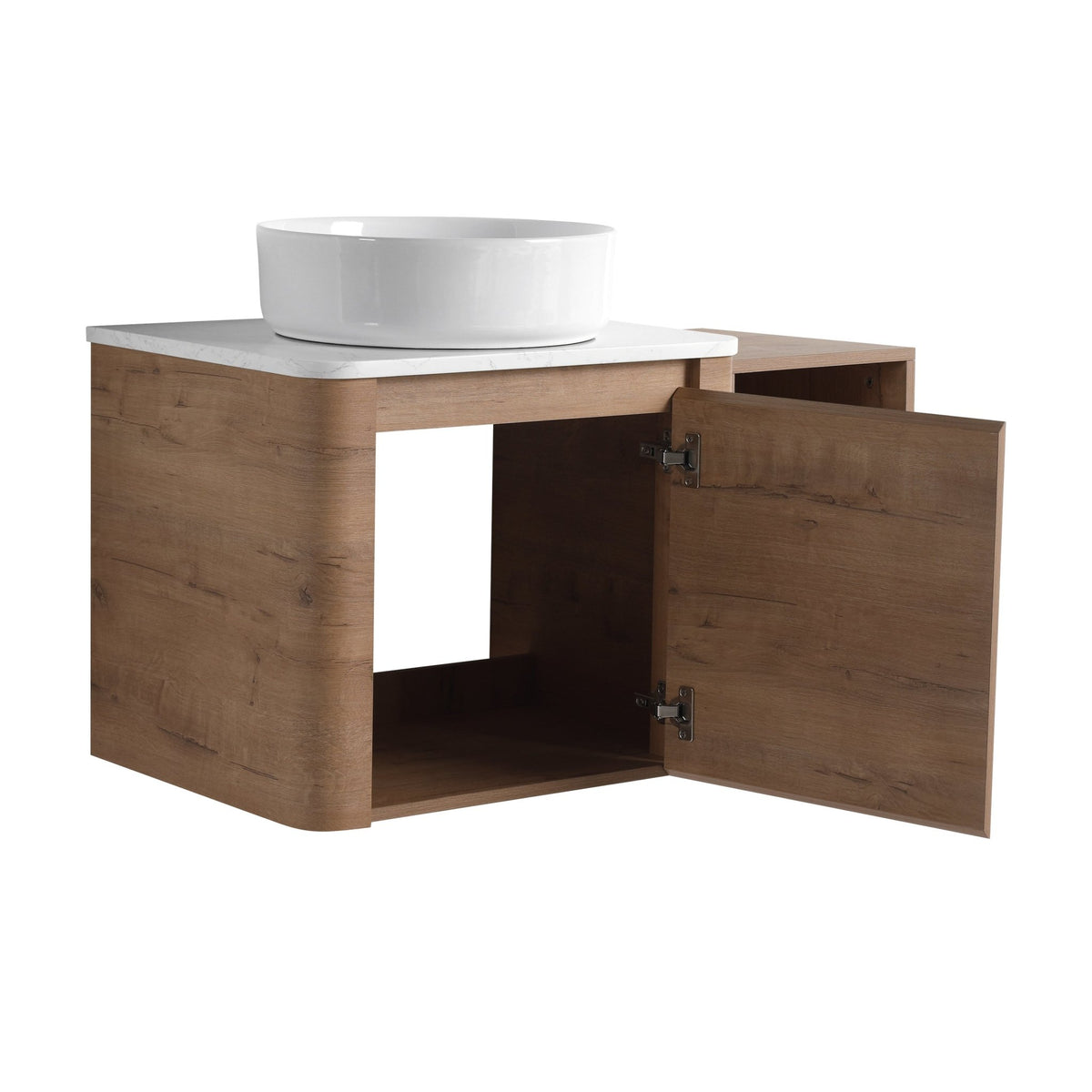 36'' Wall-Mounted Bathroom Vanity With Ceramic Art Sink, and Storage Shelves, Soft-Close Door, KD-Packing, Plywood - 1st Choice Furniture Direct