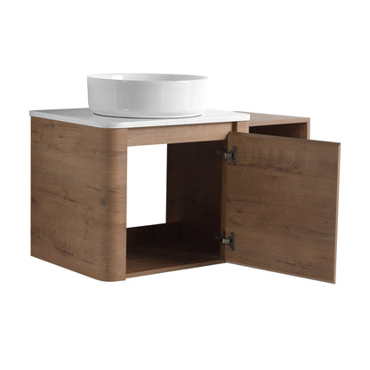 36'' Wall-Mounted Bathroom Vanity With Ceramic Art Sink, and Storage Shelves, Soft-Close Door, KD-Packing, Plywood - 1st Choice Furniture Direct
