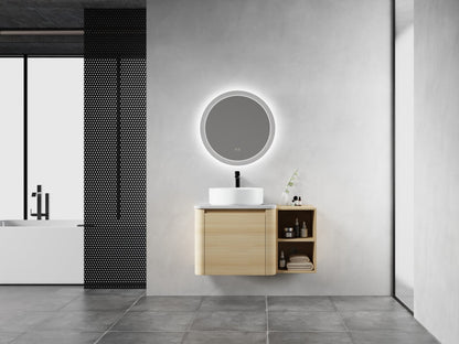 36'' Wall - Mounted Bathroom Vanity With Ceramic Art Sink, and Storage Shelves, Soft - Close Door, KD - Packing, Plywood - 1st Choice Furniture Direct