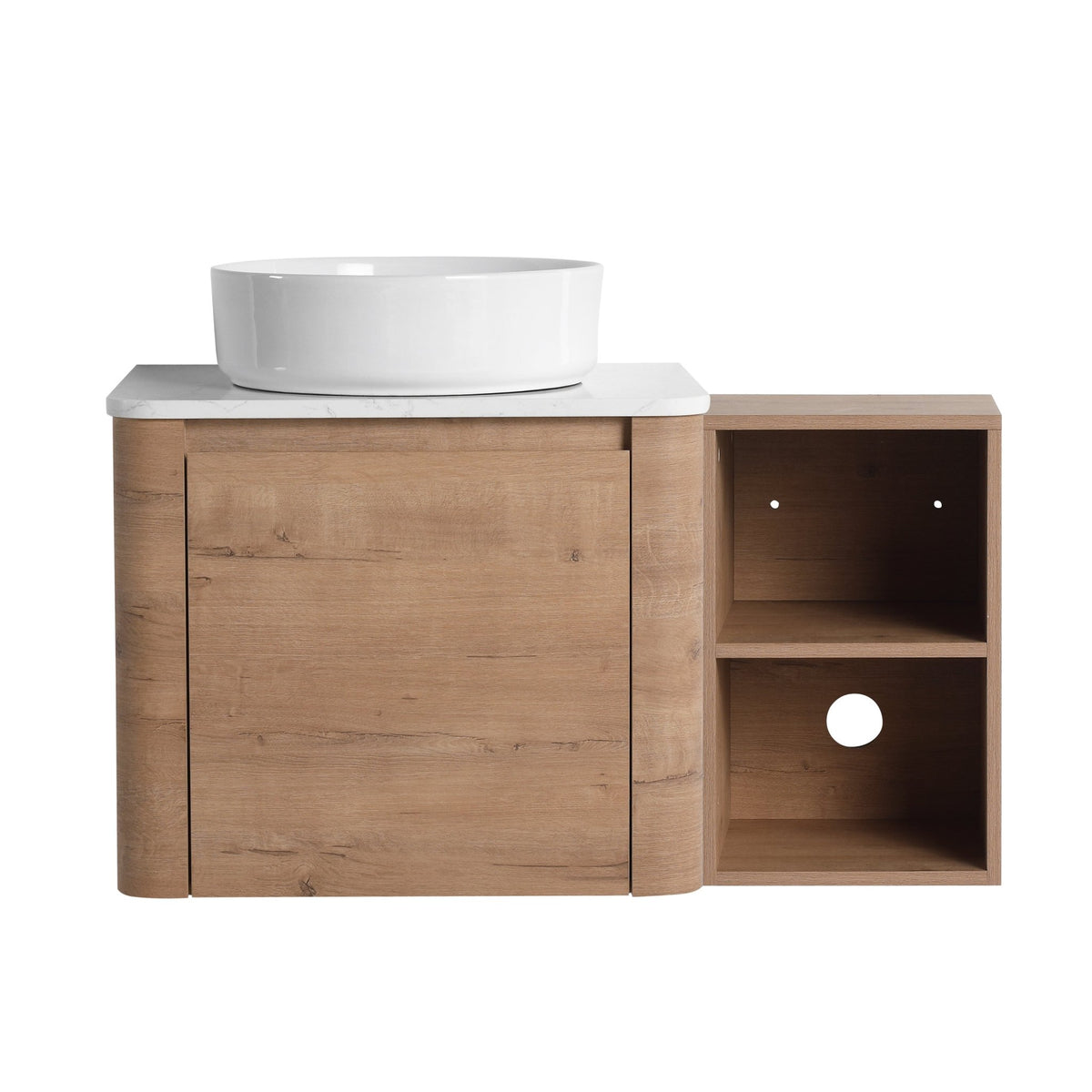 36'' Wall-Mounted Bathroom Vanity With Ceramic Art Sink, and Storage Shelves, Soft-Close Door, KD-Packing, Plywood - 1st Choice Furniture Direct