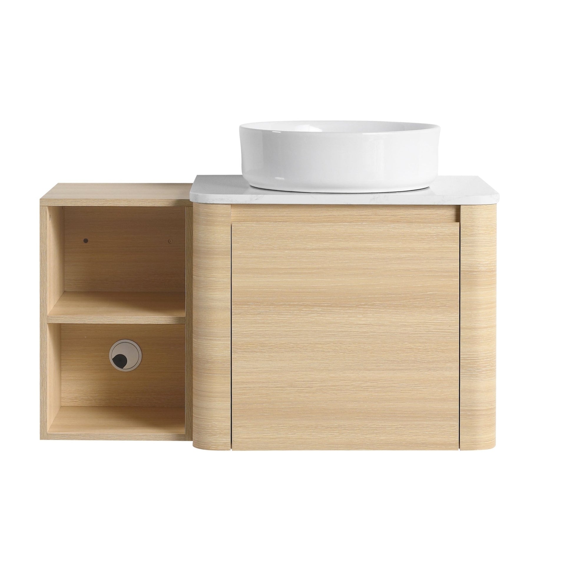 36'' Wall - Mounted Bathroom Vanity With Ceramic Art Sink, and Storage Shelves, Soft - Close Door, KD - Packing, Plywood - 1st Choice Furniture Direct