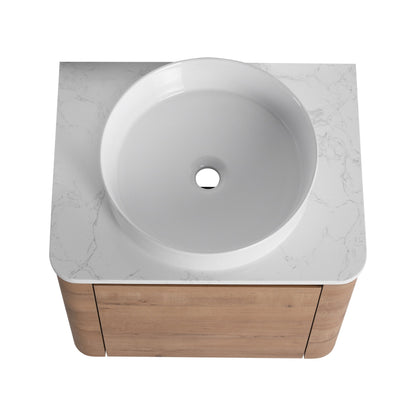 36'' Wall-Mounted Bathroom Vanity With Ceramic Art Sink, and Storage Shelves, Soft-Close Door, KD-Packing, Plywood - 1st Choice Furniture Direct