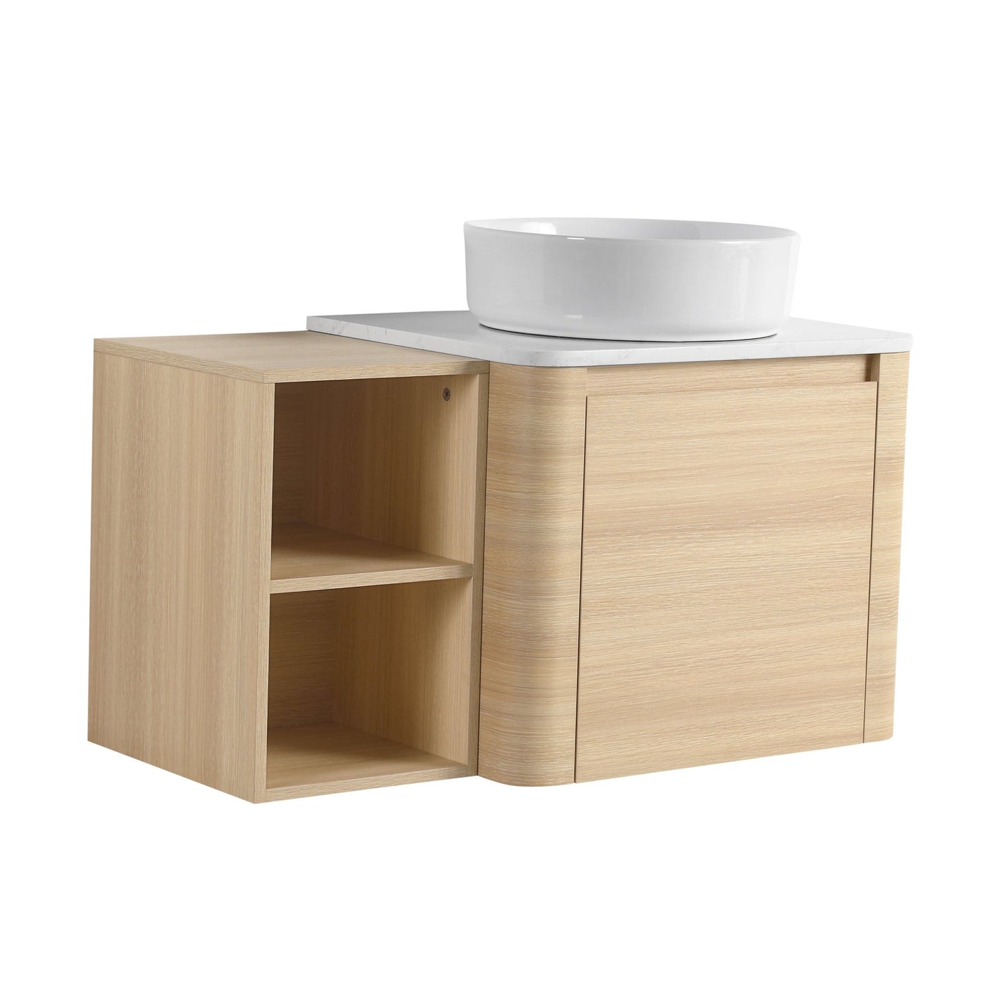 36'' Wall - Mounted Bathroom Vanity With Ceramic Art Sink, and Storage Shelves, Soft - Close Door, KD - Packing, Plywood - 1st Choice Furniture Direct