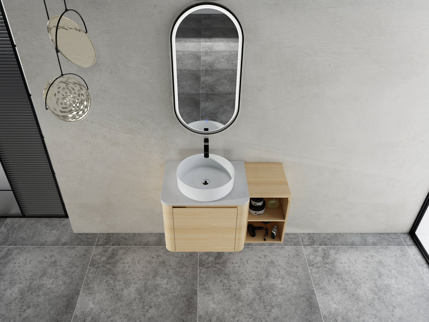 36'' Wall - Mounted Bathroom Vanity With Ceramic Art Sink, and Storage Shelves, Soft - Close Door, KD - Packing, Plywood - 1st Choice Furniture Direct