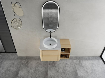 36'' Wall - Mounted Bathroom Vanity With Ceramic Art Sink, and Storage Shelves, Soft - Close Door, KD - Packing, Plywood - 1st Choice Furniture Direct