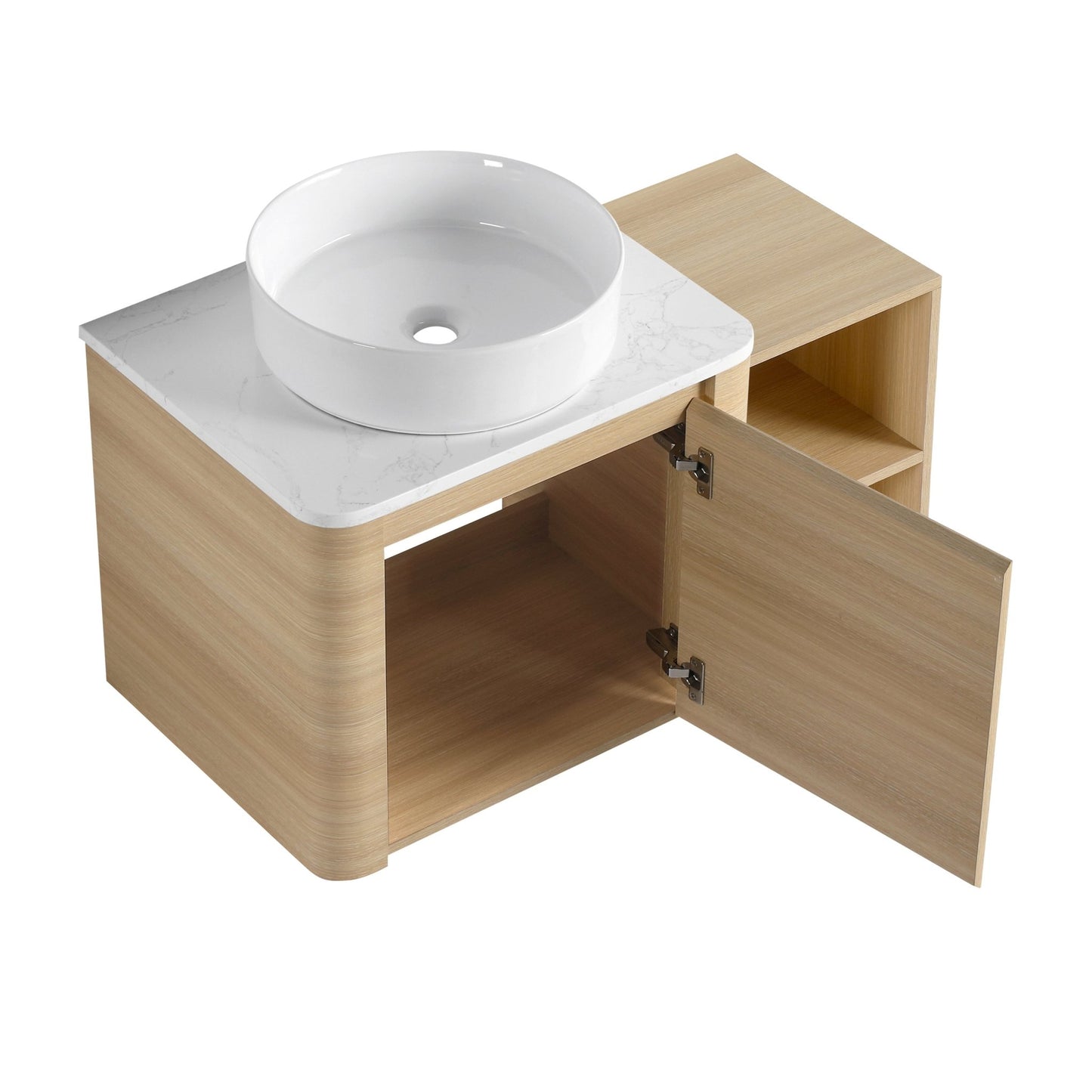 36'' Wall - Mounted Bathroom Vanity With Ceramic Art Sink, and Storage Shelves, Soft - Close Door, KD - Packing, Plywood - 1st Choice Furniture Direct