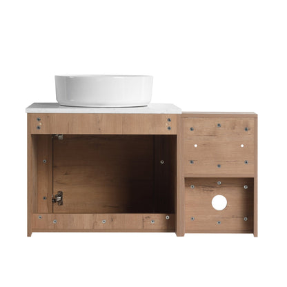 36'' Wall-Mounted Bathroom Vanity With Ceramic Art Sink, and Storage Shelves, Soft-Close Door, KD-Packing, Plywood - 1st Choice Furniture Direct
