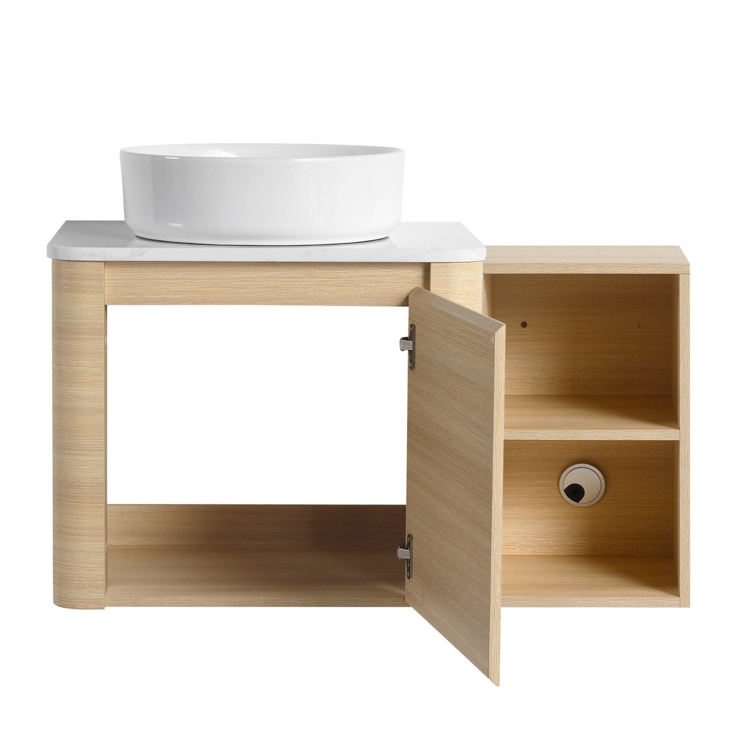 36'' Wall - Mounted Bathroom Vanity With Ceramic Art Sink, and Storage Shelves, Soft - Close Door, KD - Packing, Plywood - 1st Choice Furniture Direct