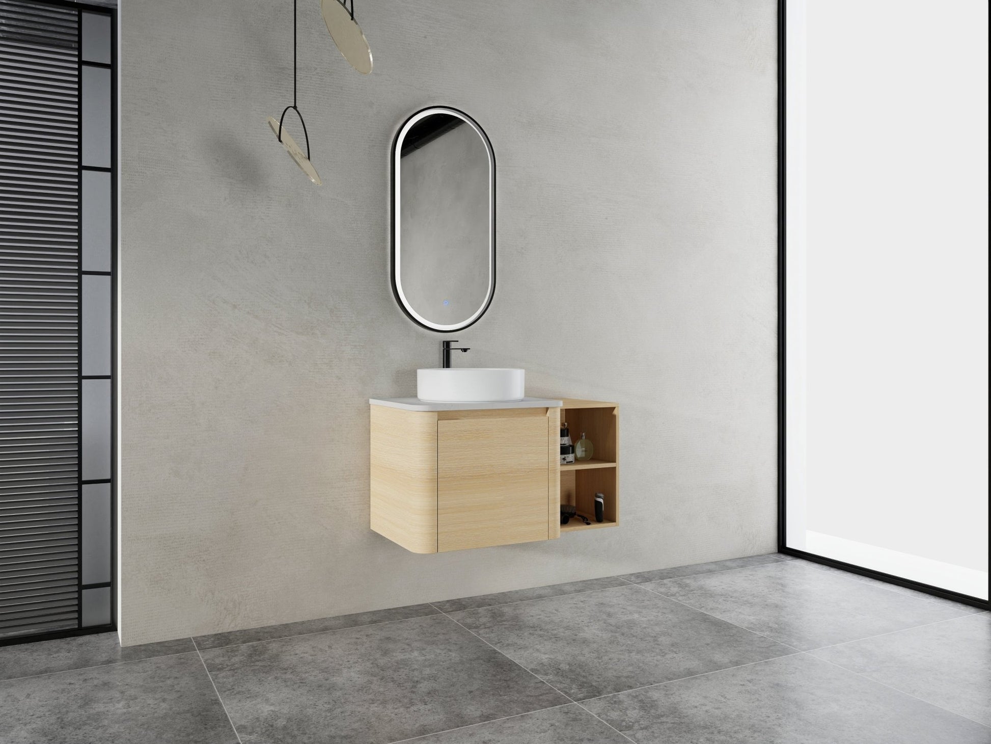36'' Wall - Mounted Bathroom Vanity With Ceramic Art Sink, and Storage Shelves, Soft - Close Door, KD - Packing, Plywood - 1st Choice Furniture Direct