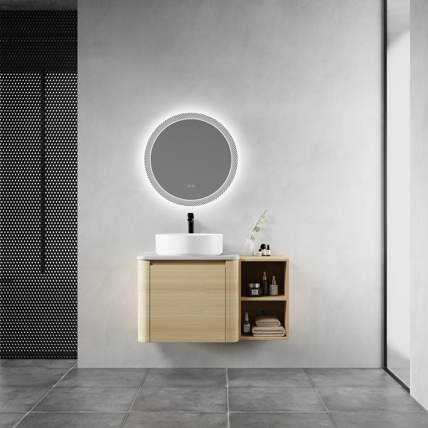 36'' Wall - Mounted Bathroom Vanity With Ceramic Art Sink, and Storage Shelves, Soft - Close Door, KD - Packing, Plywood - 1st Choice Furniture Direct