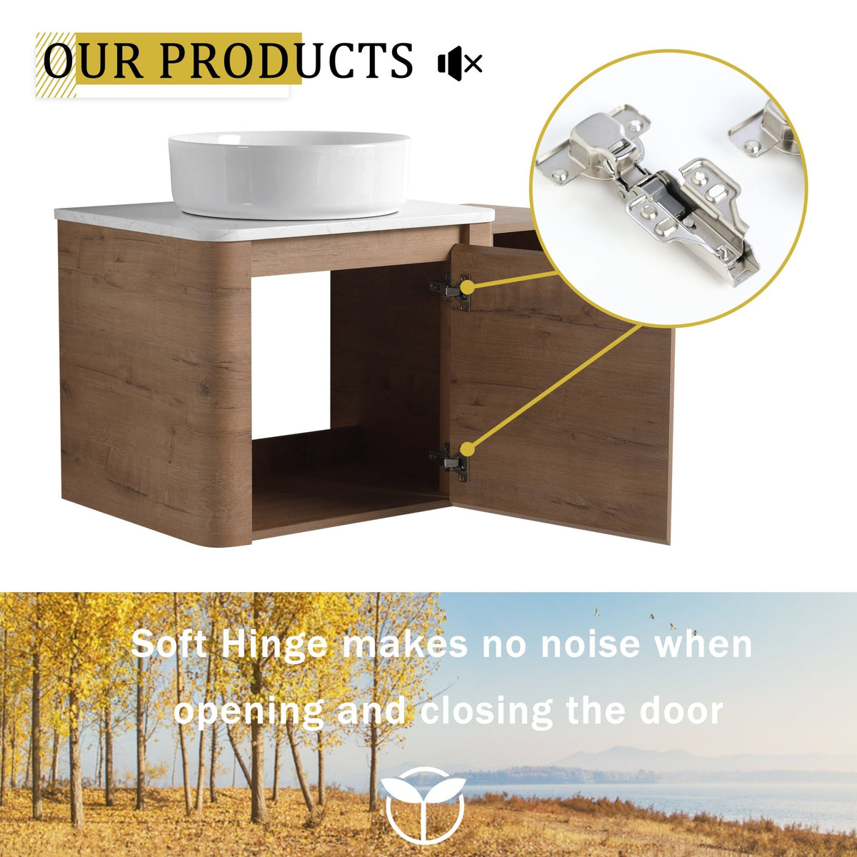 36'' Wall-Mounted Bathroom Vanity With Ceramic Art Sink, and Storage Shelves, Soft-Close Door, KD-Packing, Plywood - 1st Choice Furniture Direct