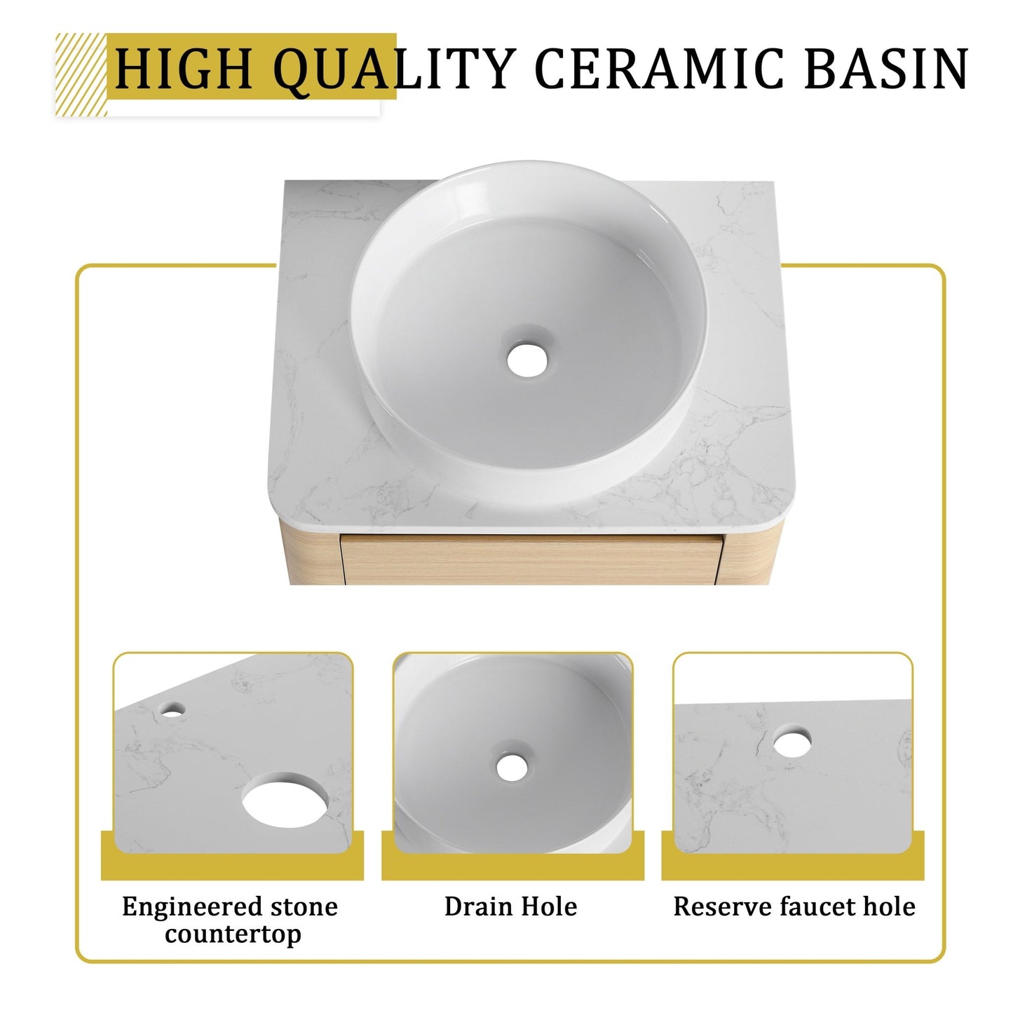 36'' Wall - Mounted Bathroom Vanity With Ceramic Art Sink, and Storage Shelves, Soft - Close Door, KD - Packing, Plywood - 1st Choice Furniture Direct