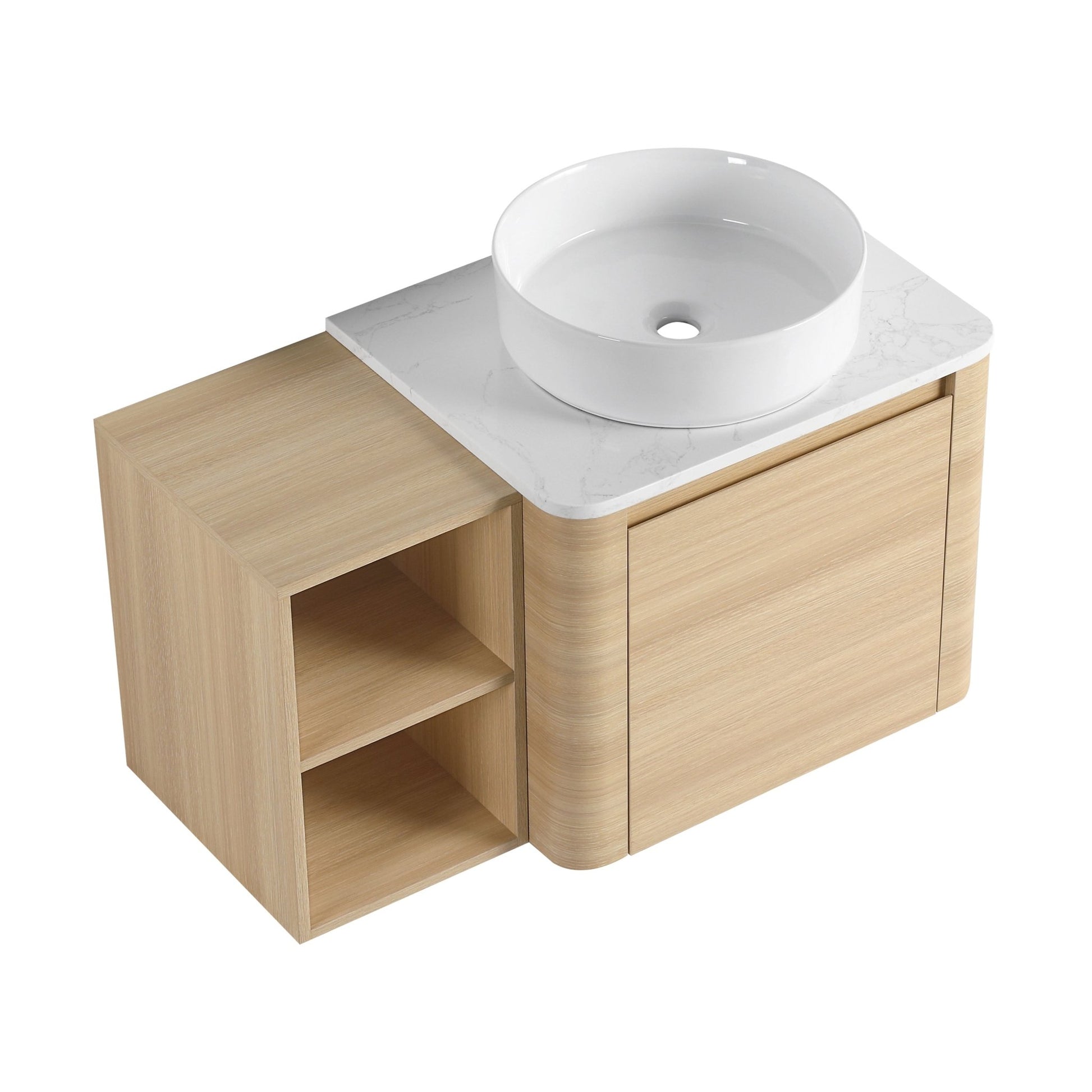 36'' Wall - Mounted Bathroom Vanity With Ceramic Art Sink, and Storage Shelves, Soft - Close Door, KD - Packing, Plywood - 1st Choice Furniture Direct