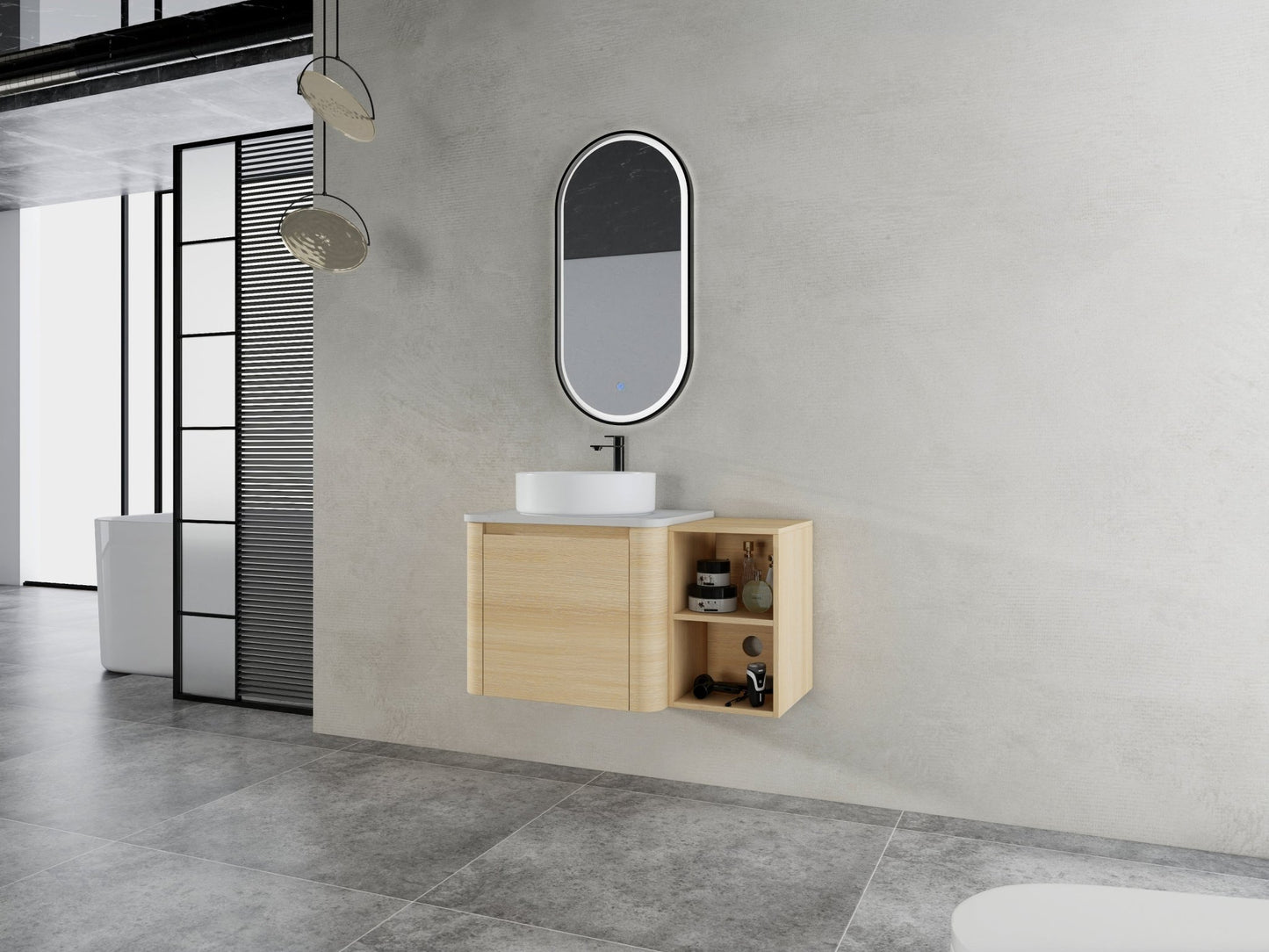 36'' Wall - Mounted Bathroom Vanity With Ceramic Art Sink, and Storage Shelves, Soft - Close Door, KD - Packing, Plywood - 1st Choice Furniture Direct