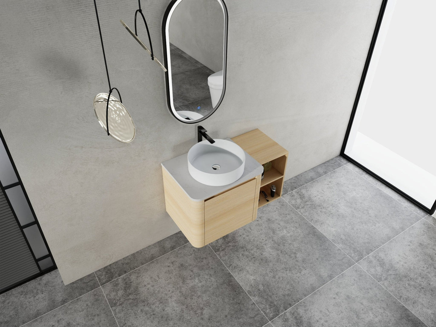 36'' Wall - Mounted Bathroom Vanity With Ceramic Art Sink, and Storage Shelves, Soft - Close Door, KD - Packing, Plywood - 1st Choice Furniture Direct