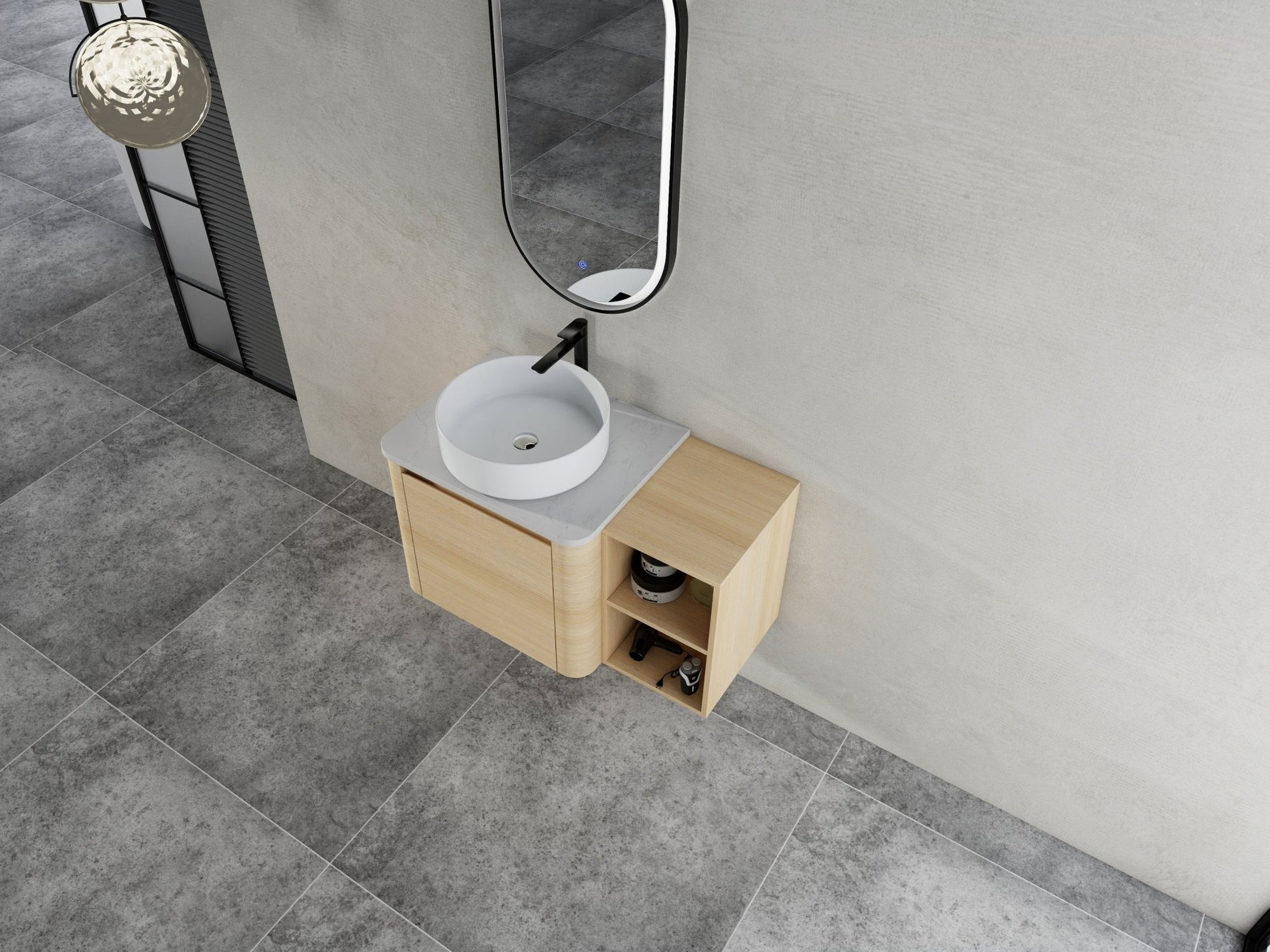 36'' Wall - Mounted Bathroom Vanity With Ceramic Art Sink, and Storage Shelves, Soft - Close Door, KD - Packing, Plywood - 1st Choice Furniture Direct