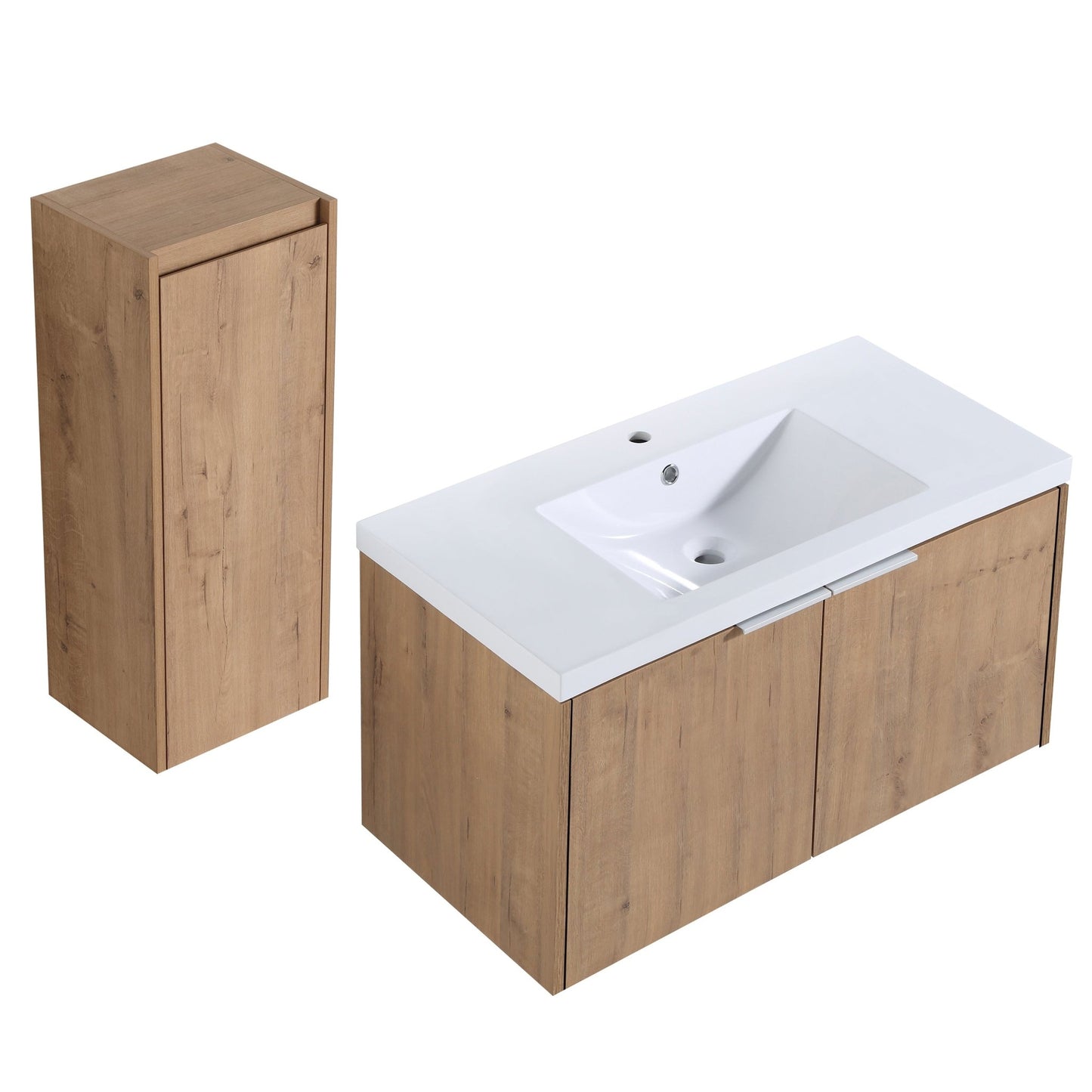 36' Wall - Mounted Bathroom Vanity With Sink and Side Cabinet, Soft Close Doors,00112IMO - 00636IMO Combination Cabinet(KD - Packing) - 1st Choice Furniture Direct