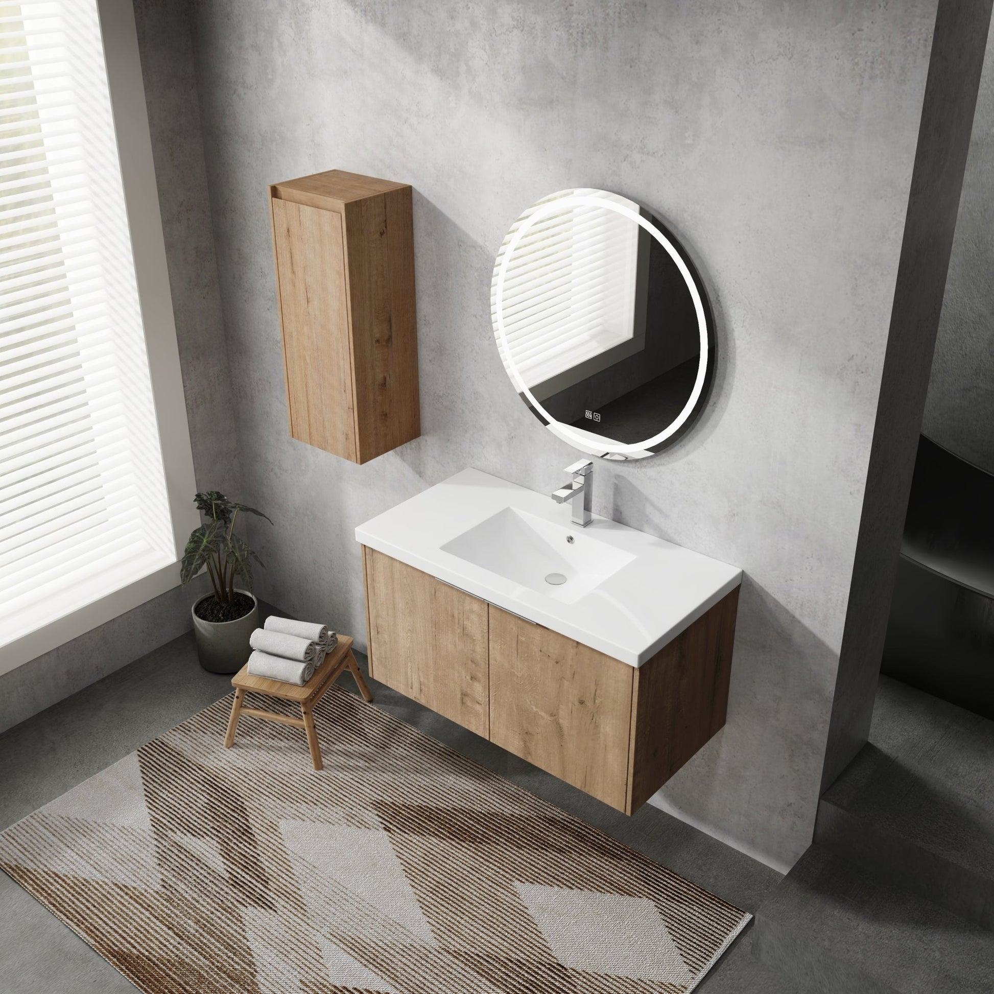 36' Wall - Mounted Bathroom Vanity With Sink and Side Cabinet, Soft Close Doors,00112IMO - 00636IMO Combination Cabinet(KD - Packing) - 1st Choice Furniture Direct