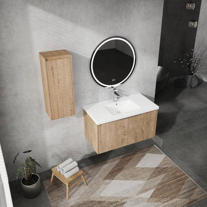 36' Wall - Mounted Bathroom Vanity With Sink and Side Cabinet, Soft Close Doors,00112IMO - 00636IMO Combination Cabinet(KD - Packing) - 1st Choice Furniture Direct