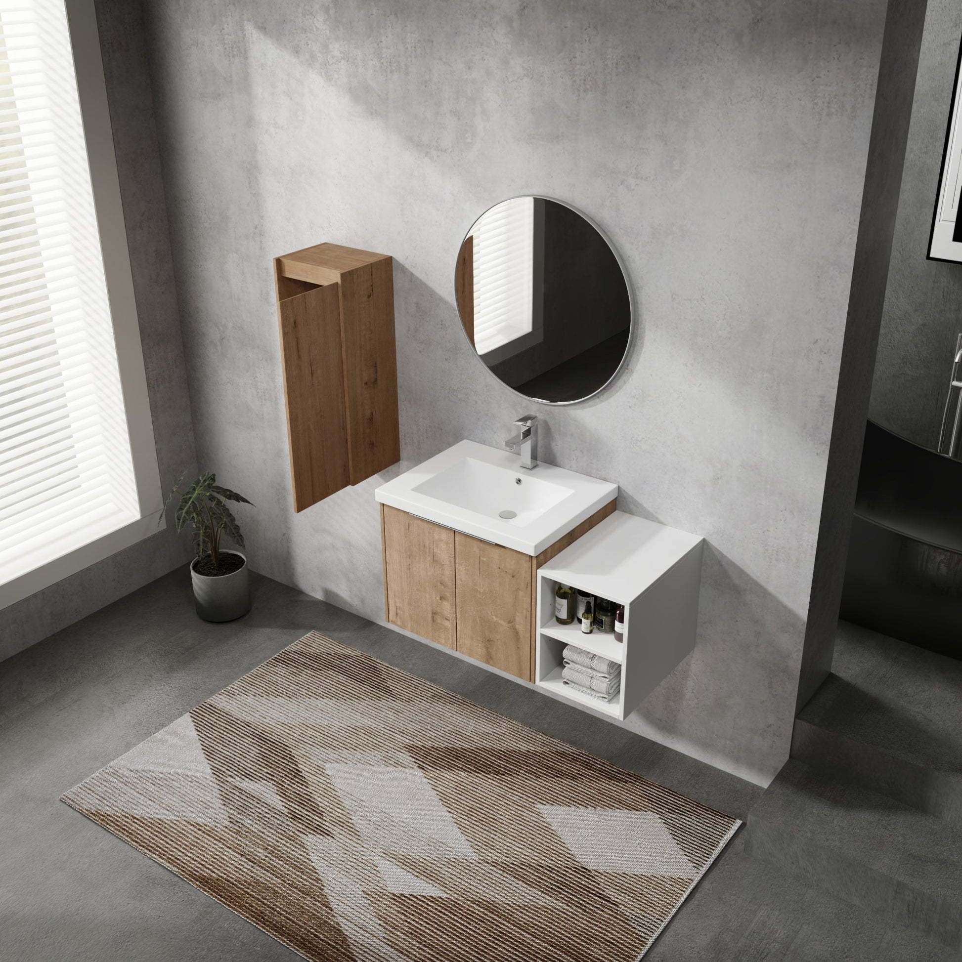 36' Wall - Mounted Bathroom Vanity With Sink and Side Cabinet, Soft Close Doors,00112IMO - 0624IMO - 0612GWH Combination Cabinet(KD - Packing) - 1st Choice Furniture Direct
