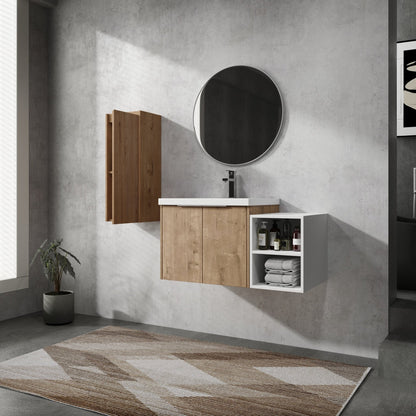 36' Wall - Mounted Bathroom Vanity With Sink and Side Cabinet, Soft Close Doors,00112IMO - 0624IMO - 0612GWH Combination Cabinet(KD - Packing) - 1st Choice Furniture Direct